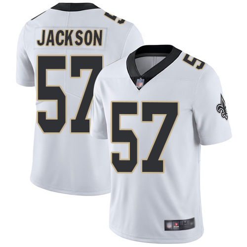 Men New Orleans Saints Limited White Rickey Jackson Road Jersey NFL Football #57 Vapor Untouchable Jersey